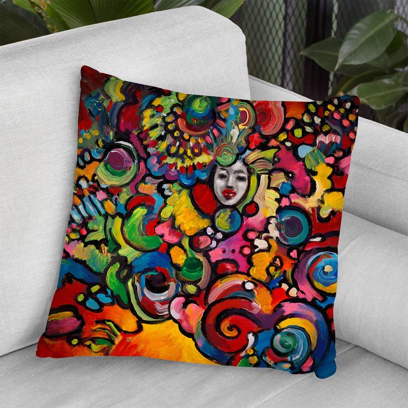 Mardi Gras Lady A Throw Pillow By Howie Green - All About Vibe