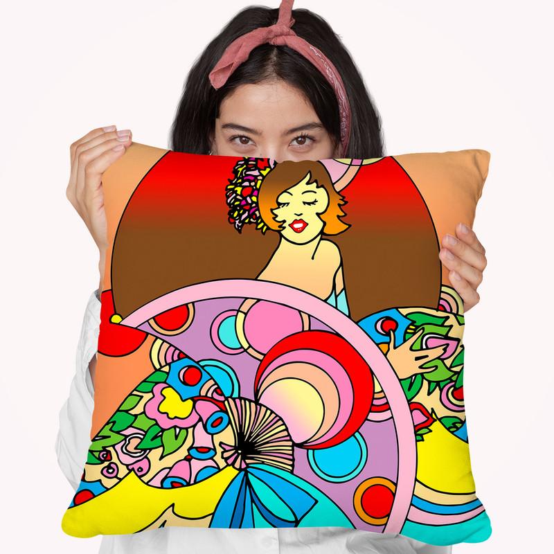 Art Deco Fan Lady Throw Pillow By Howie Green - All About Vibe