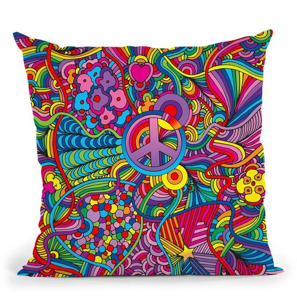 Peace Sign Lines Throw Pillow By Howie Green - All About Vibe