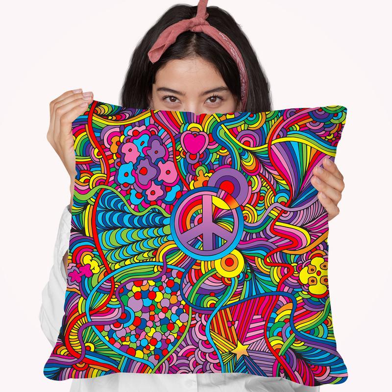 Peace Sign Lines Throw Pillow By Howie Green - All About Vibe