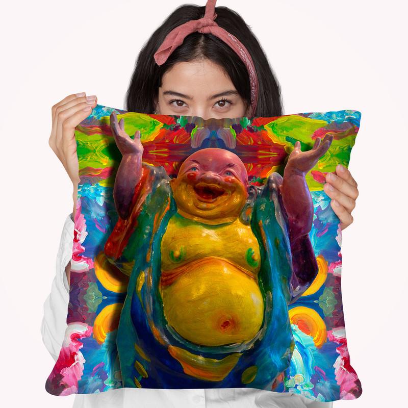 Buddha Waterfall Throw Pillow By Howie Green - All About Vibe