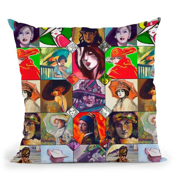 Ladies Collage 1 Throw Pillow By Howie Green - All About Vibe