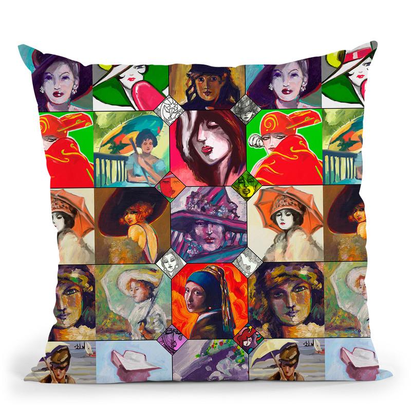 Ladies Collage 1 Throw Pillow By Howie Green - All About Vibe