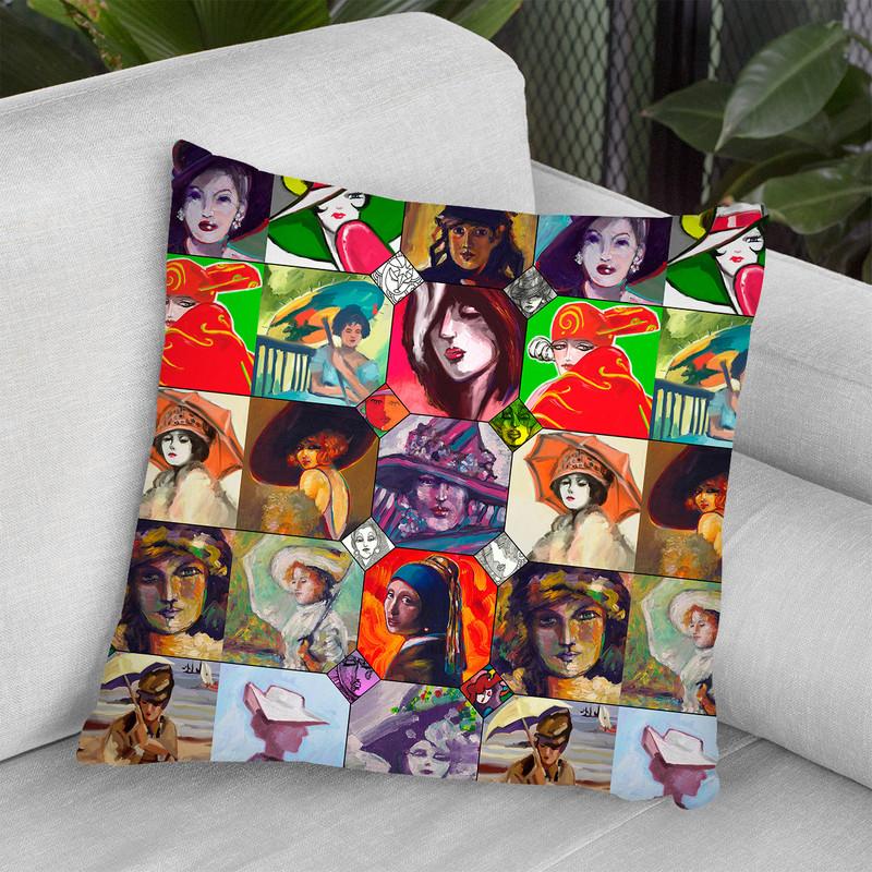Ladies Collage 1 Throw Pillow By Howie Green - All About Vibe