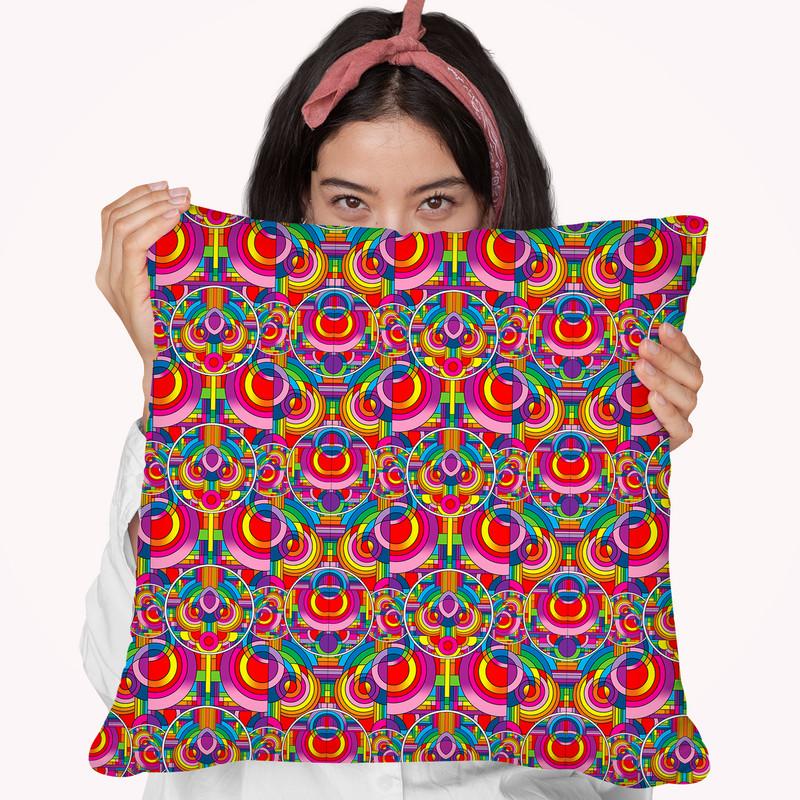 Pop Art Deco Circles Pattern Throw Pillow By Howie Green - All About Vibe