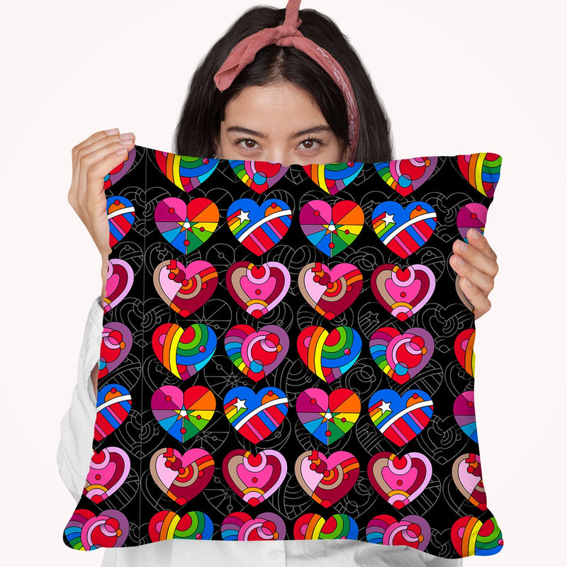 Pop Art Hearts Throw Pillow By Howie Green