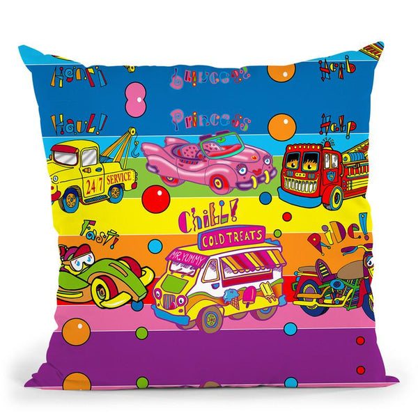 Pop Vehicles Throw Pillow By Howie Green - All About Vibe