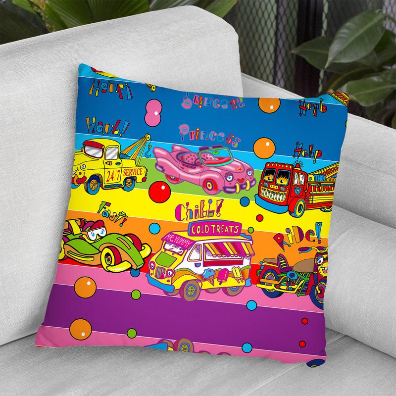 Pop Vehicles Throw Pillow By Howie Green - All About Vibe