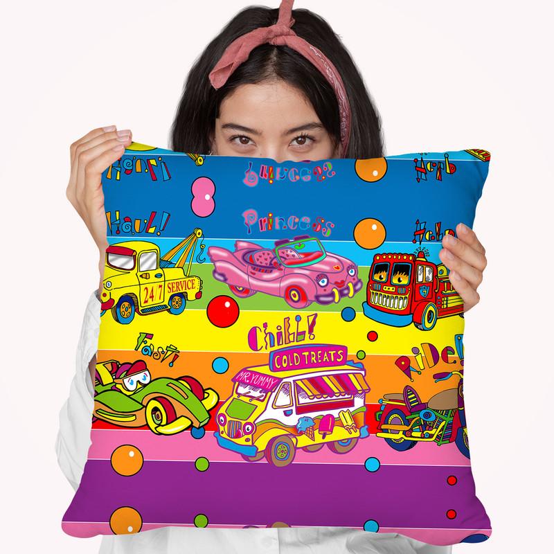 Pop Vehicles Throw Pillow By Howie Green - All About Vibe