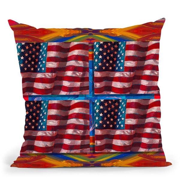 Us Flags Throw Pillow By Howie Green - All About Vibe