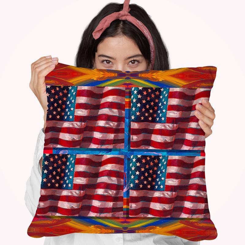 Us Flags Throw Pillow By Howie Green - All About Vibe