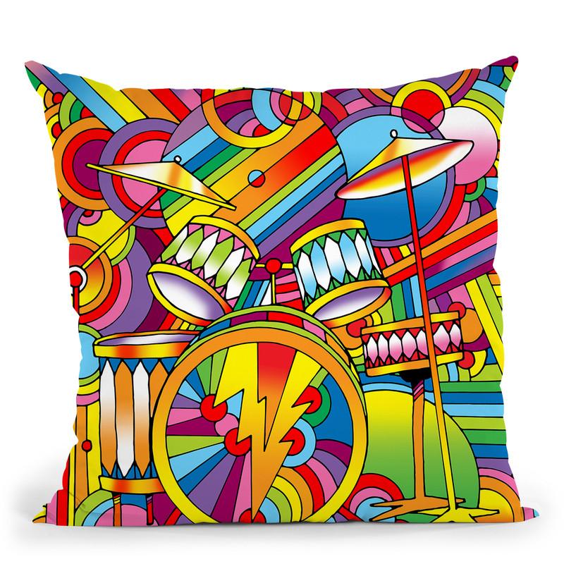 Pop Art Drums Throw Pillow By Howie Green - All About Vibe