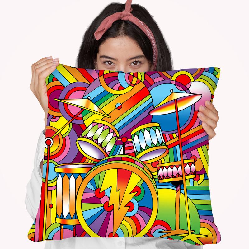 Pop Art Drums Throw Pillow By Howie Green - All About Vibe