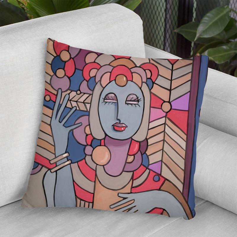 Pop Deco Lady 512 Throw Pillow By Howie Green - All About Vibe