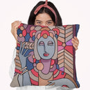 Pop Deco Lady 512 Throw Pillow By Howie Green - All About Vibe