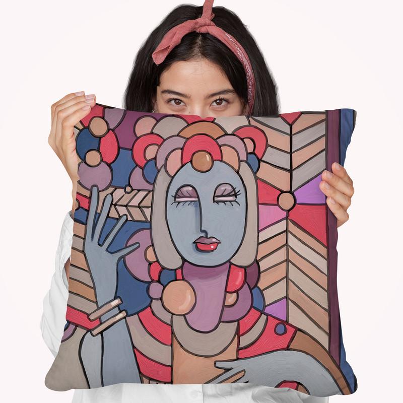 Pop Deco Lady 512 Throw Pillow By Howie Green - All About Vibe