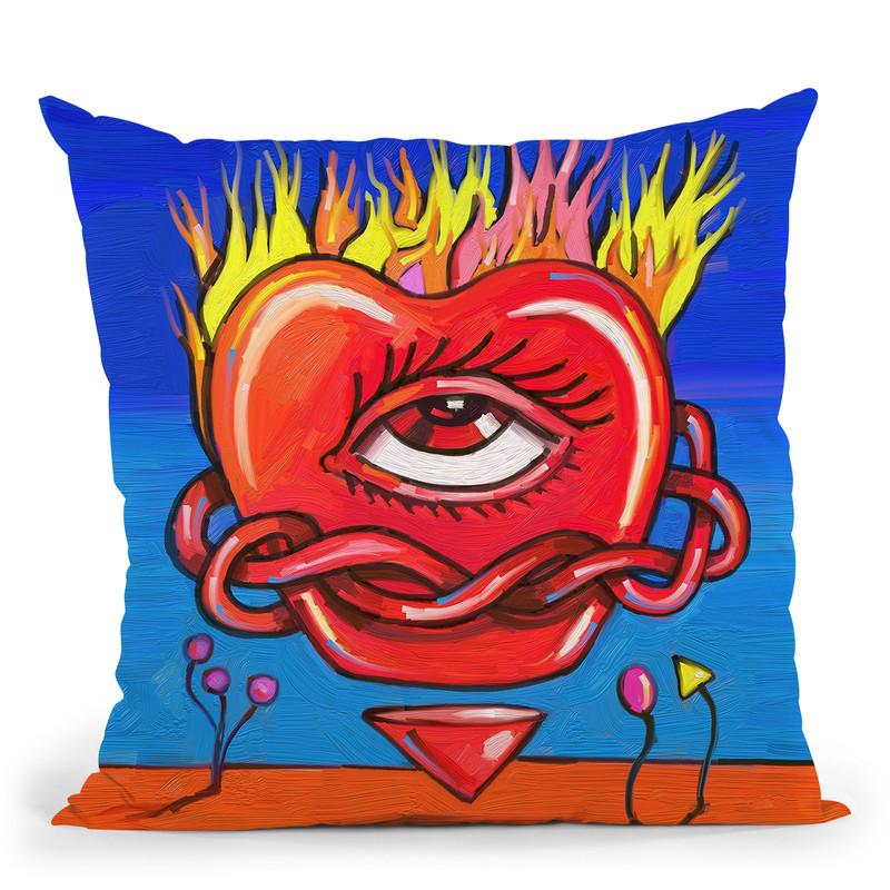 Pop Flame Heart Throw Pillow By Howie Green - All About Vibe