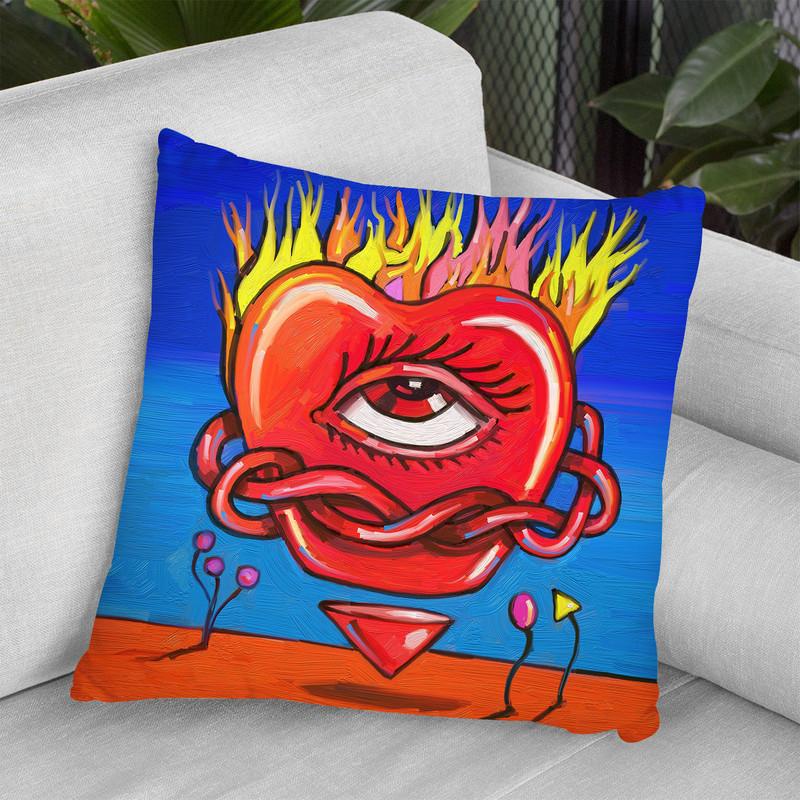 Pop Flame Heart Throw Pillow By Howie Green - All About Vibe