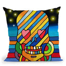 Pop Skull Stripes Throw Pillow By Howie Green - All About Vibe