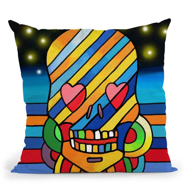 Pop Skull Stripes Throw Pillow By Howie Green - All About Vibe