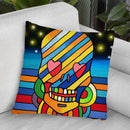 Pop Skull Stripes Throw Pillow By Howie Green - All About Vibe