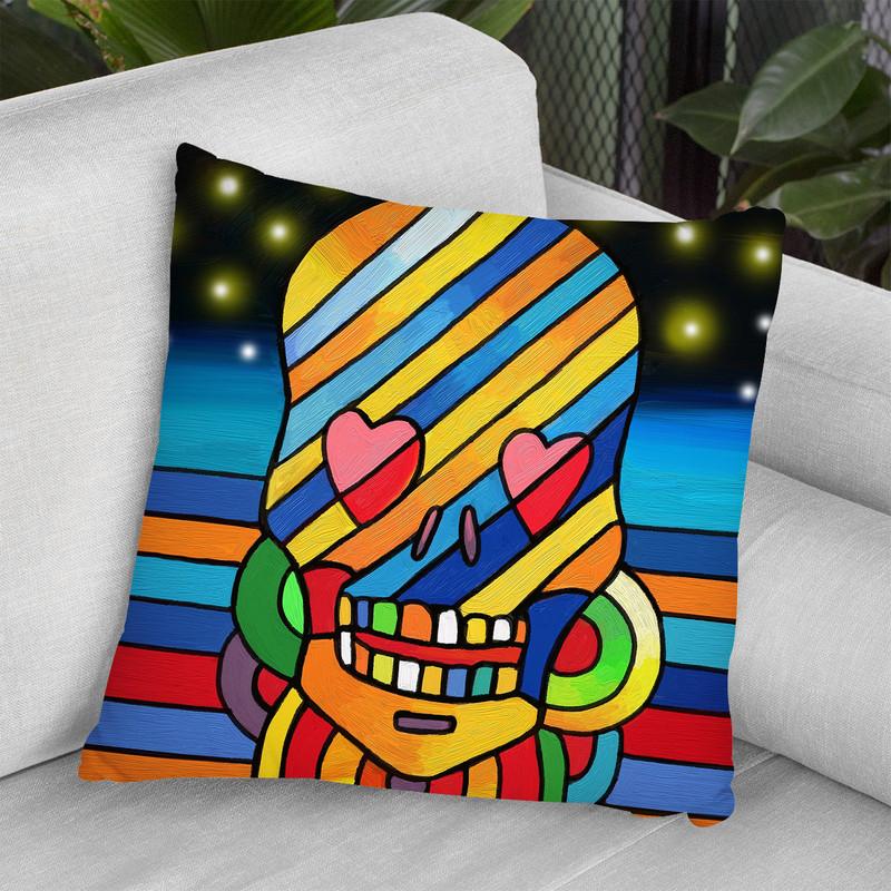 Pop Skull Stripes Throw Pillow By Howie Green - All About Vibe