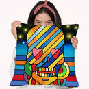 Pop Skull Stripes Throw Pillow By Howie Green - All About Vibe