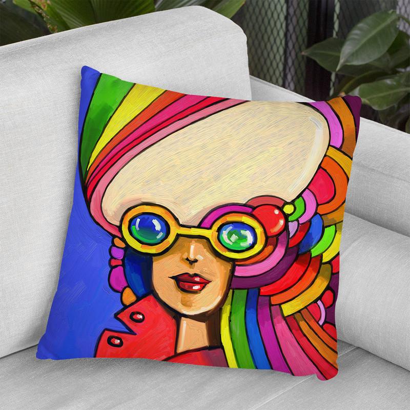 Pop Sunglasses Lady Throw Pillow By Howie Green - All About Vibe