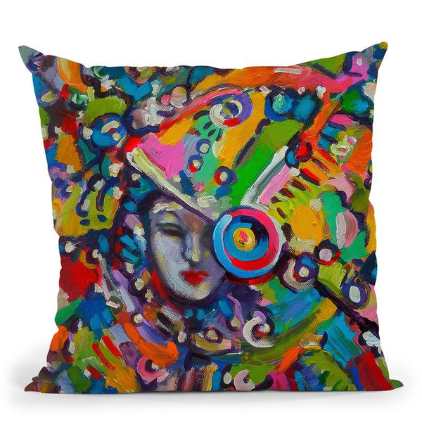 Mardi Gras Lady 615 3 Throw Pillow By Howie Green - All About Vibe
