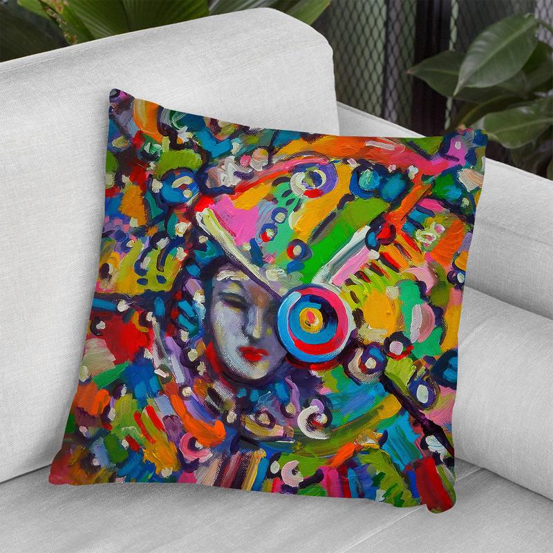 Mardi Gras Lady 615 3 Throw Pillow By Howie Green - All About Vibe