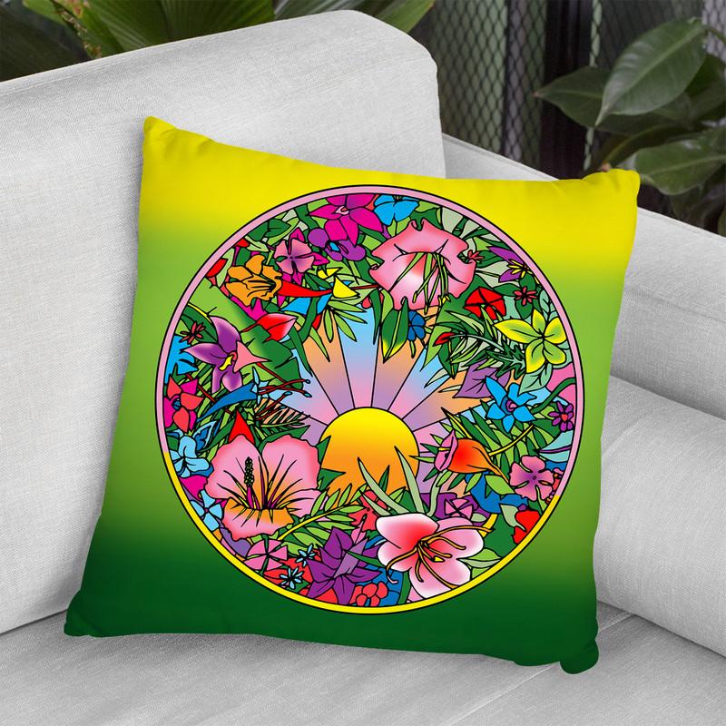 Pop Art Circle Flowers 615 Throw Pillow By Howie Green - All About Vibe