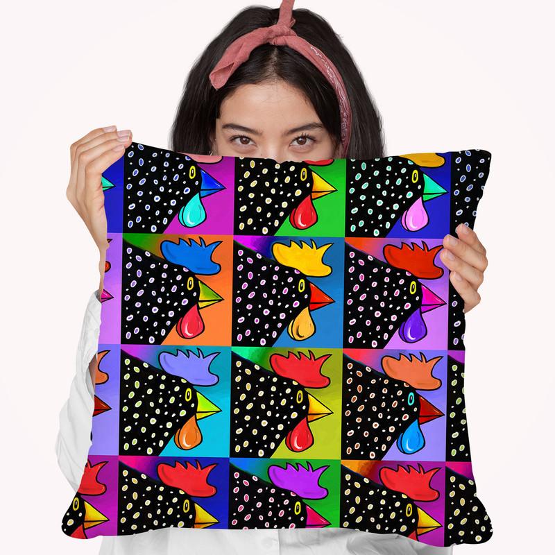Pop Art Rooster Throw Pillow By Howie Green - All About Vibe
