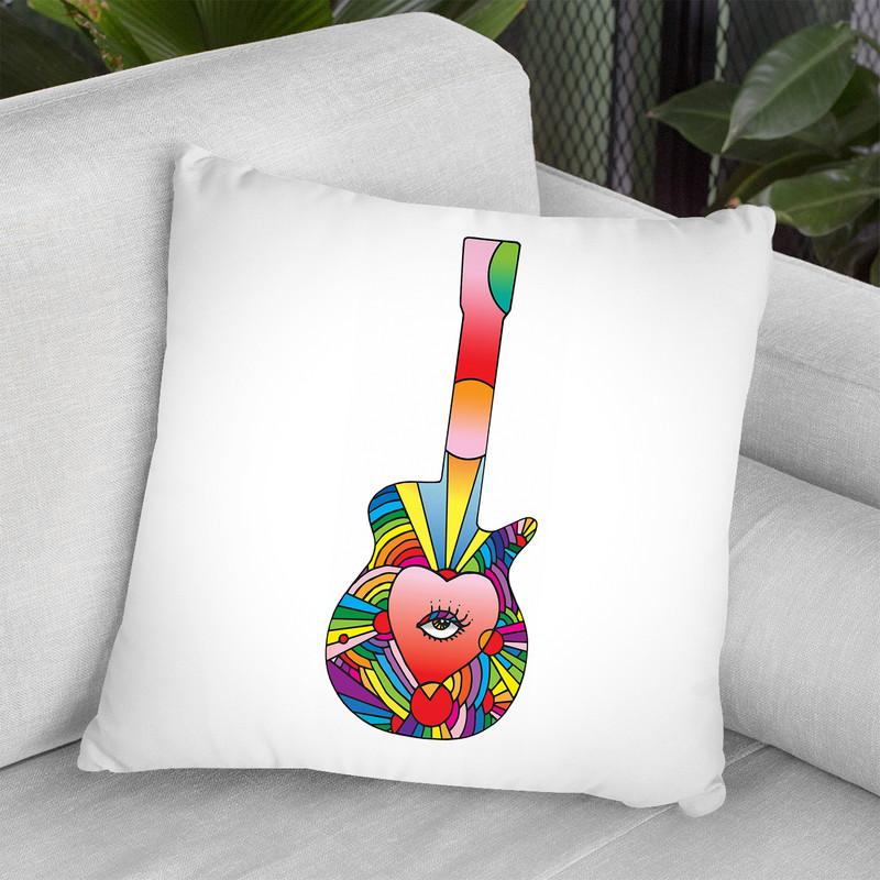 Guitar Eye Heart Throw Pillow By Howie Green - All About Vibe