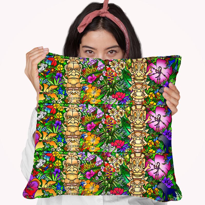Tiki Gods Throw Pillow By Howie Green - All About Vibe