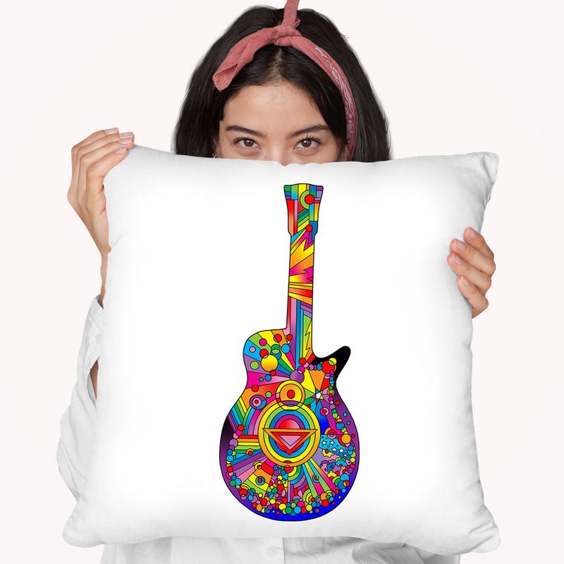 Guitar 02 Throw Pillow By Howie Green - All About Vibe