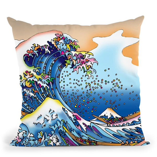 Pop Art Great Wave Throw Pillow By Howie Green - All About Vibe