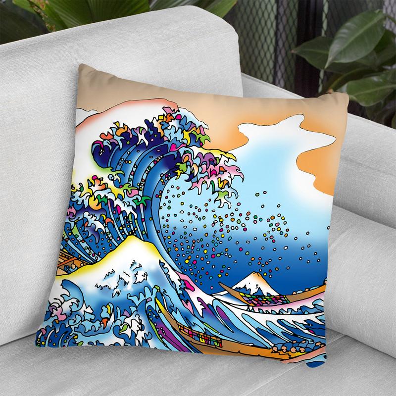 Pop Art Great Wave Throw Pillow By Howie Green - All About Vibe