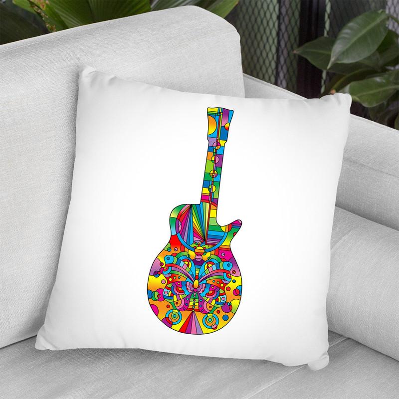 Pop Art Guitar Butterfly Throw Pillow By Howie Green - All About Vibe