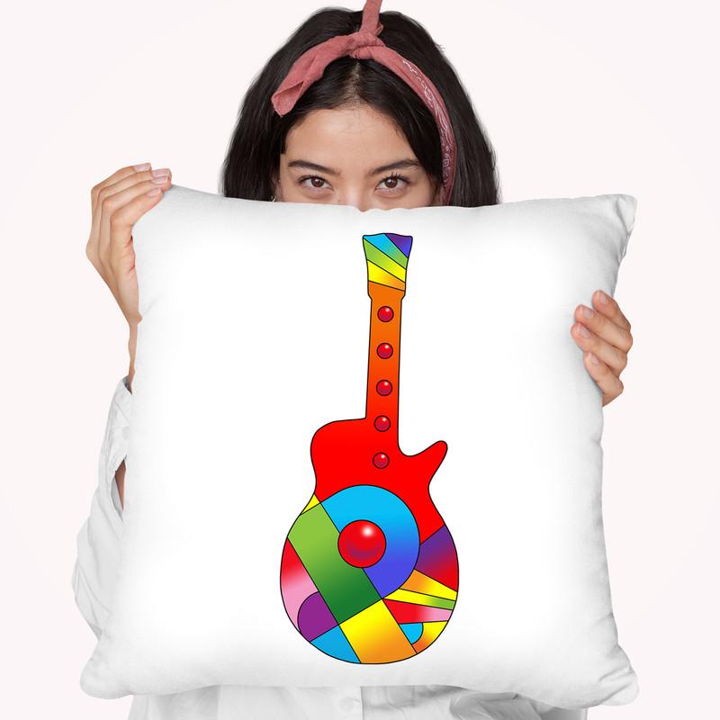 Pop Art Guitar Red Ball Throw Pillow By Howie Green - All About Vibe