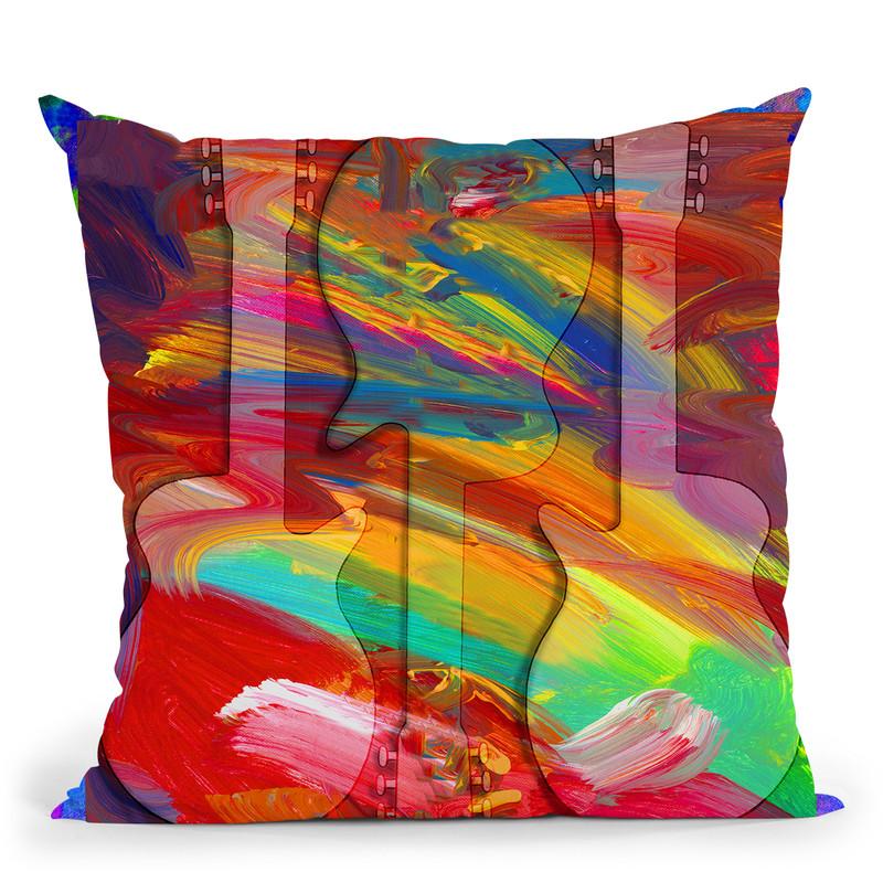 Pop Art Guitar Swirls Throw Pillow By Howie Green - All About Vibe