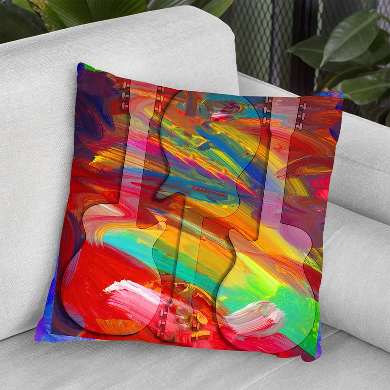 Pop Art Guitar Swirls Throw Pillow By Howie Green - All About Vibe