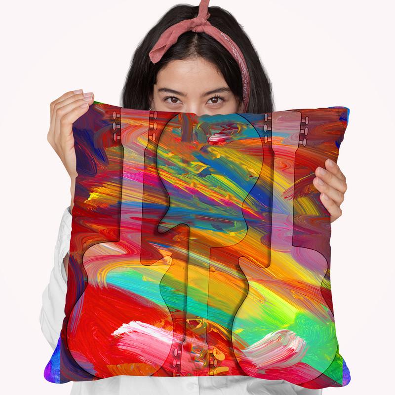 Pop Art Guitar Swirls Throw Pillow By Howie Green - All About Vibe