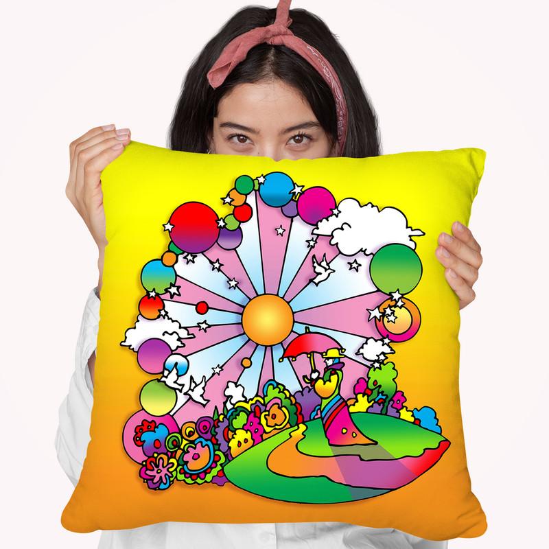 Pop Art Umbrella Man Patch Throw Pillow By Howie Green - All About Vibe