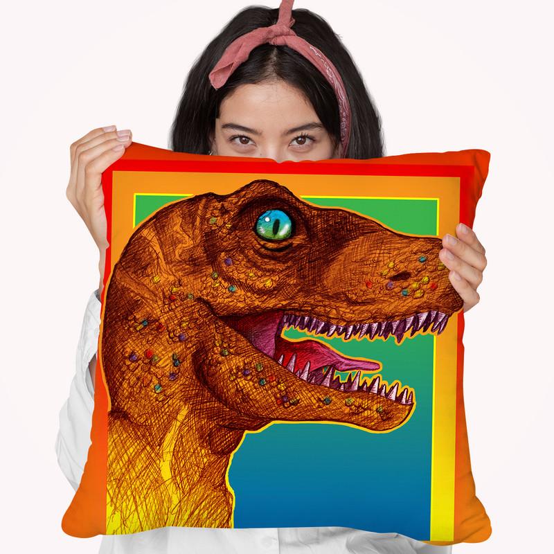 Pop Art Dinosaur 3 Throw Pillow By Howie Green - All About Vibe