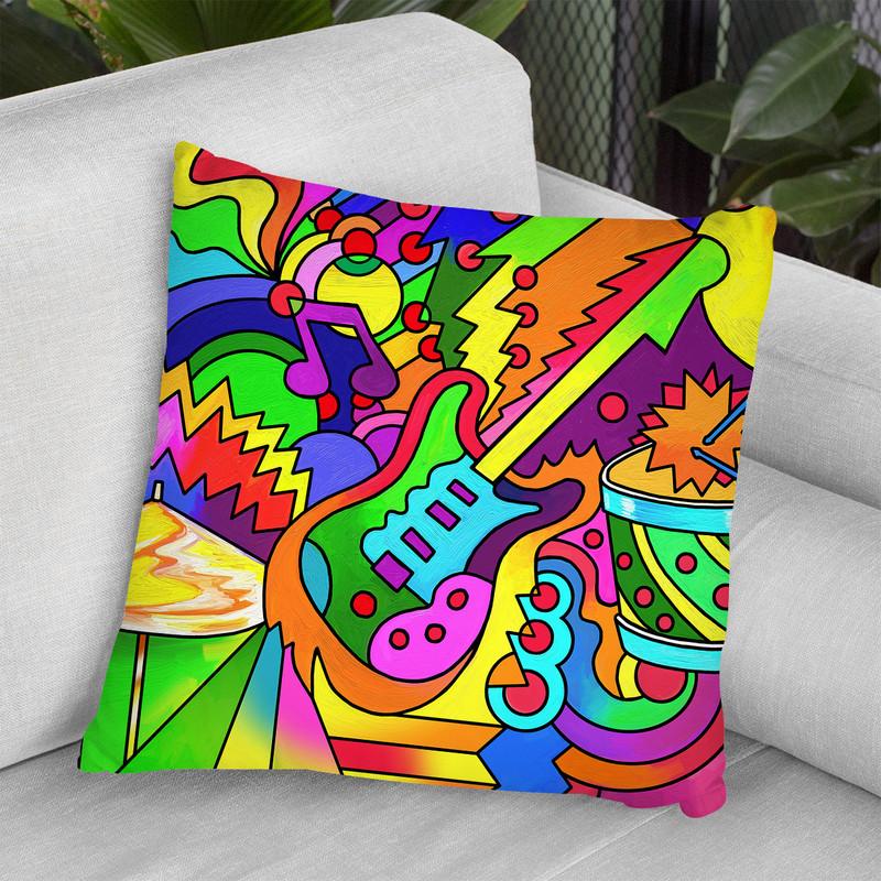 Pop Art Guitar Drum Throw Pillow By Howie Green - All About Vibe