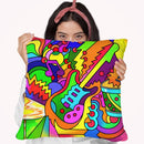 Pop Art Guitar Drum Throw Pillow By Howie Green - All About Vibe