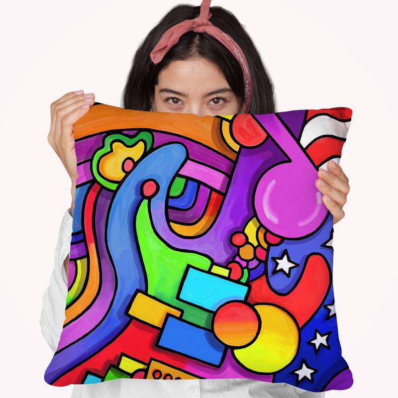 Pop Art Guitar Note Throw Pillow By Howie Green - All About Vibe