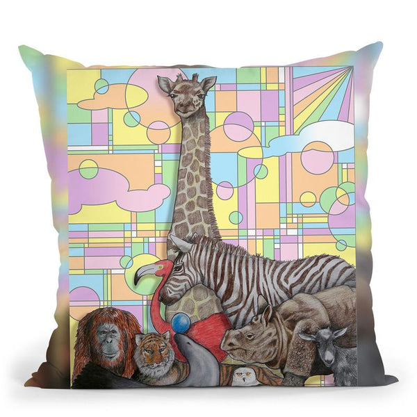Art Deco Zoo Throw Pillow By Howie Green - All About Vibe