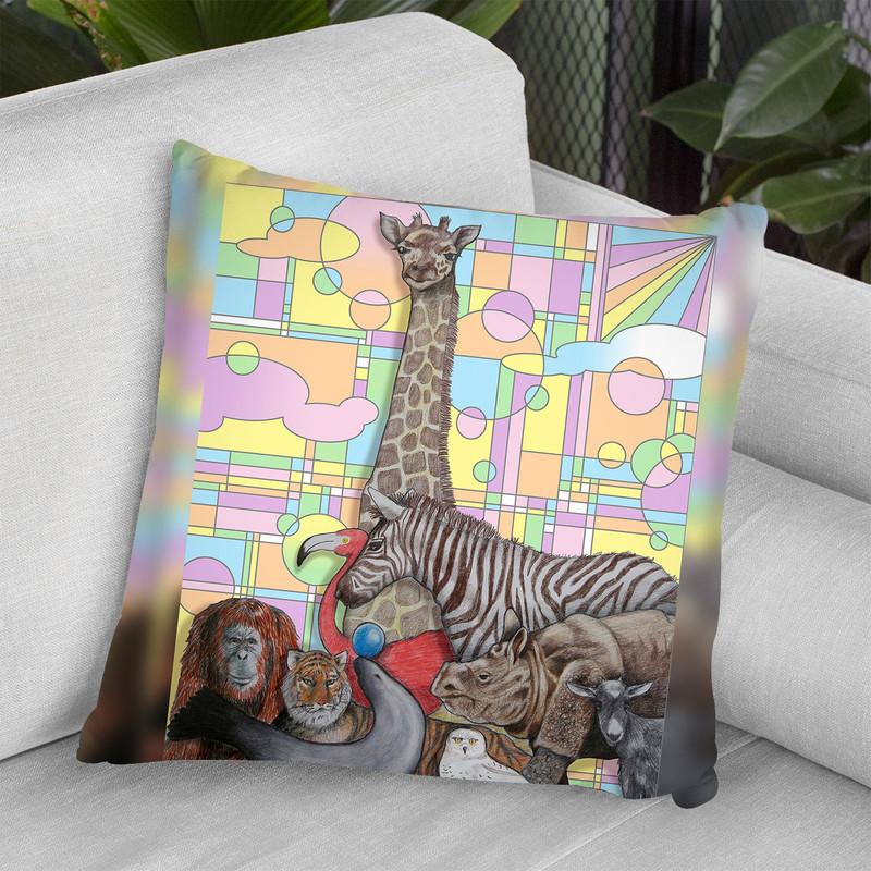 Art Deco Zoo Throw Pillow By Howie Green - All About Vibe