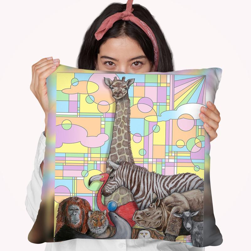 Art Deco Zoo Throw Pillow By Howie Green - All About Vibe